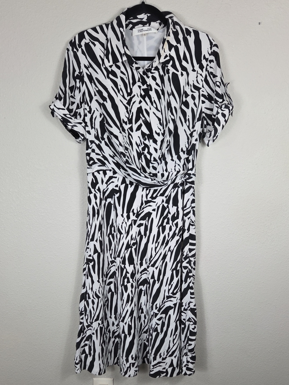 Diane Von Furstenberg Deborah Silk Crepe De Chine Midi Dress Tiger Twigs 12